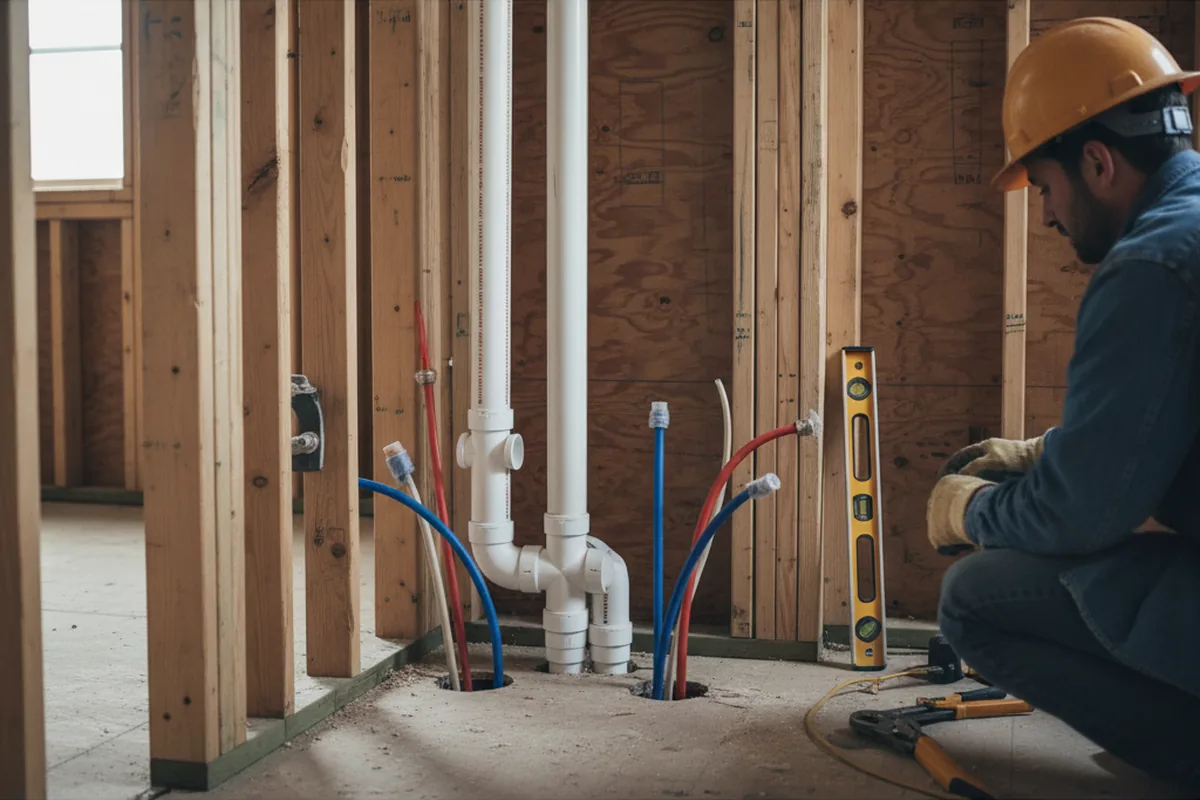 Drain and supply rough-in during Sump Pump Repair in Gerber