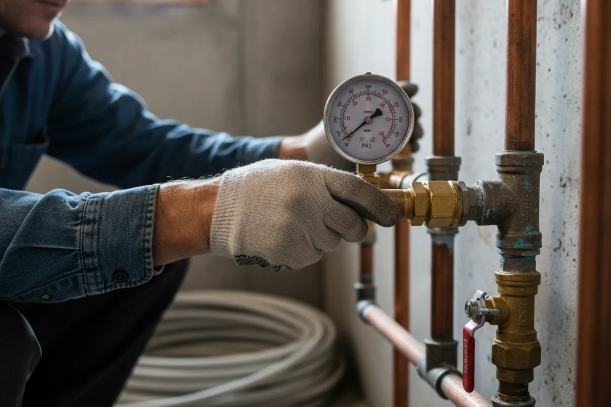 Pressure testing a repaired line during Water Line Repair in Gerber